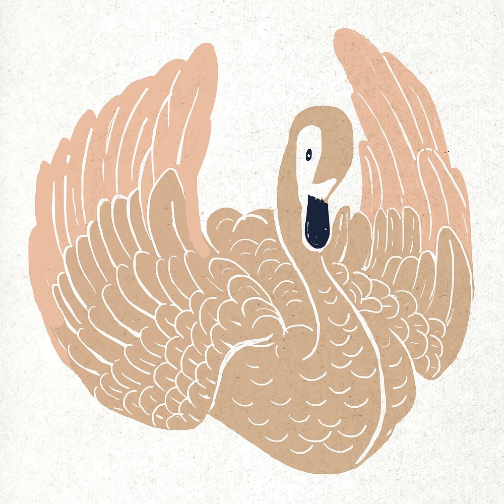 Beige swan bird vector vintage stencil