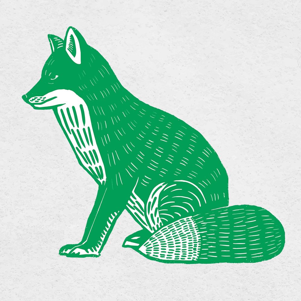 Green fox stencil pattern drawing