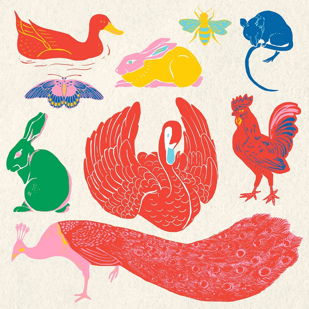 Vintage wild birds vector illustration collection