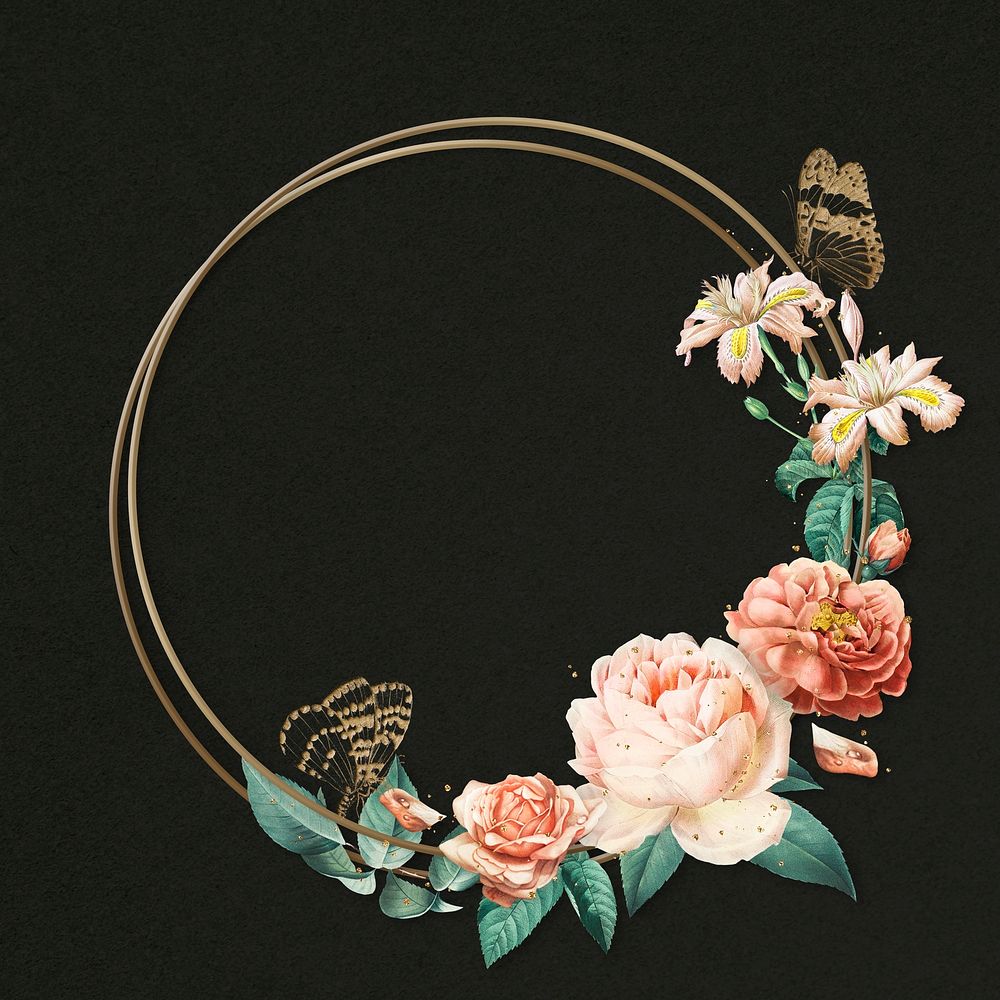 Elegant summer rose gold frame watercolor illustration