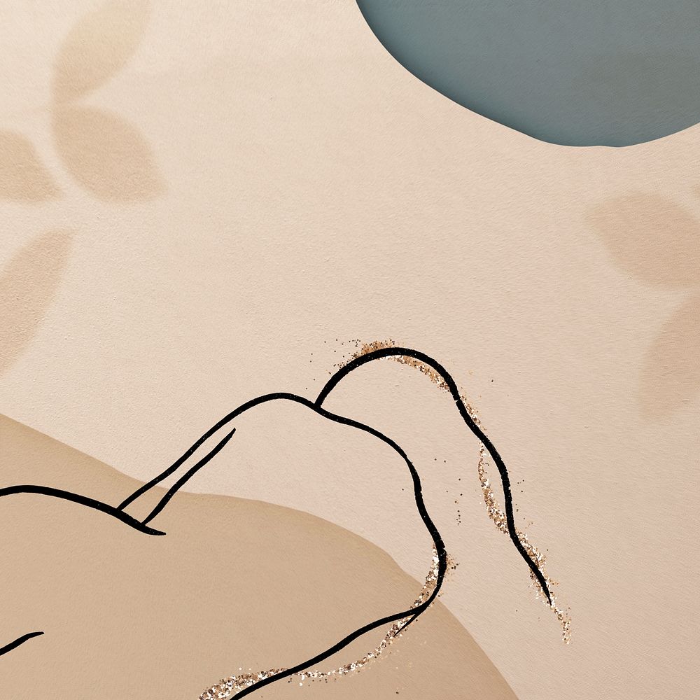 Sketched nude lady social media background vector in earth tone