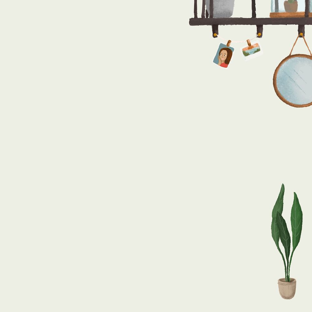 Decorative houseplant green background cute drawing