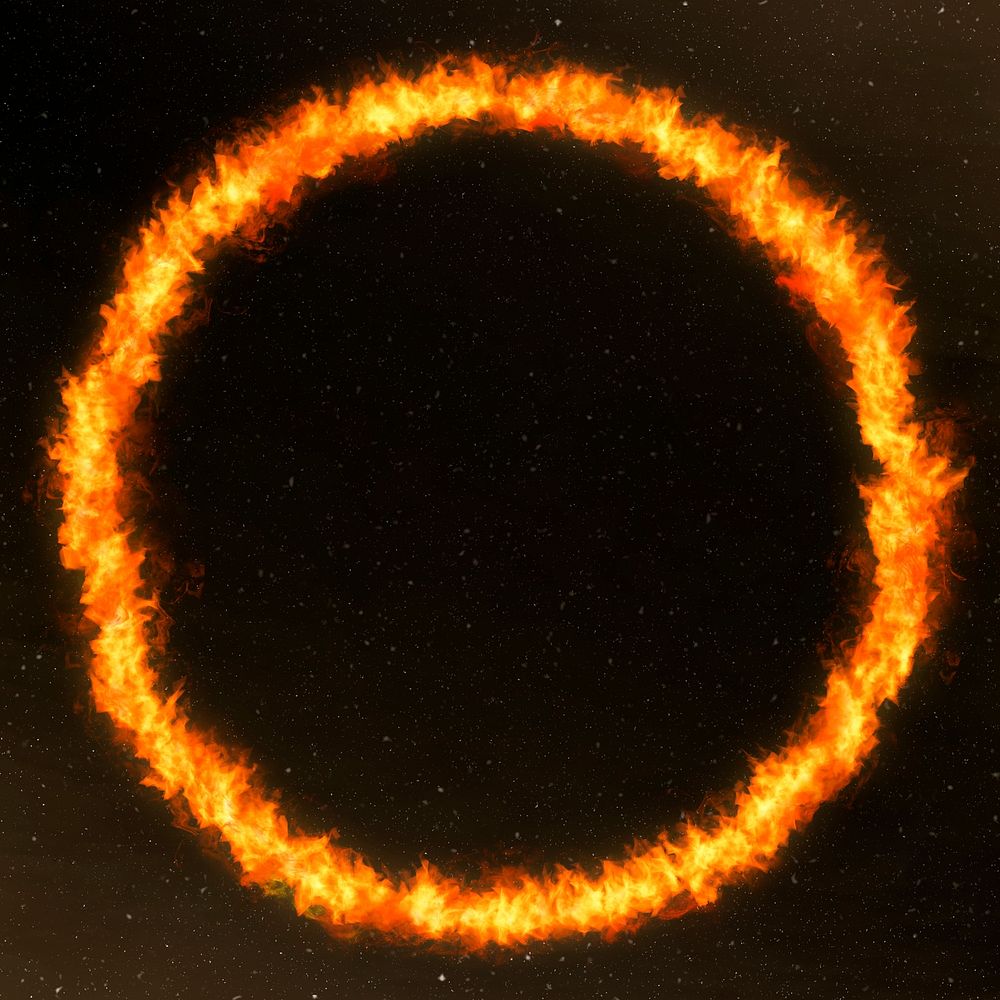 Dramatic orange circle fire frame