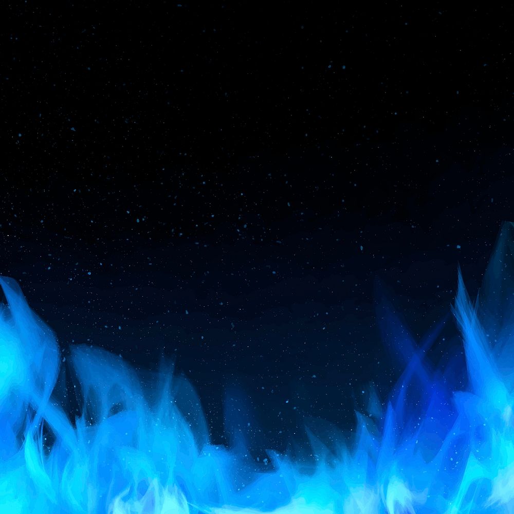 Burning blue fire flame vector border frame
