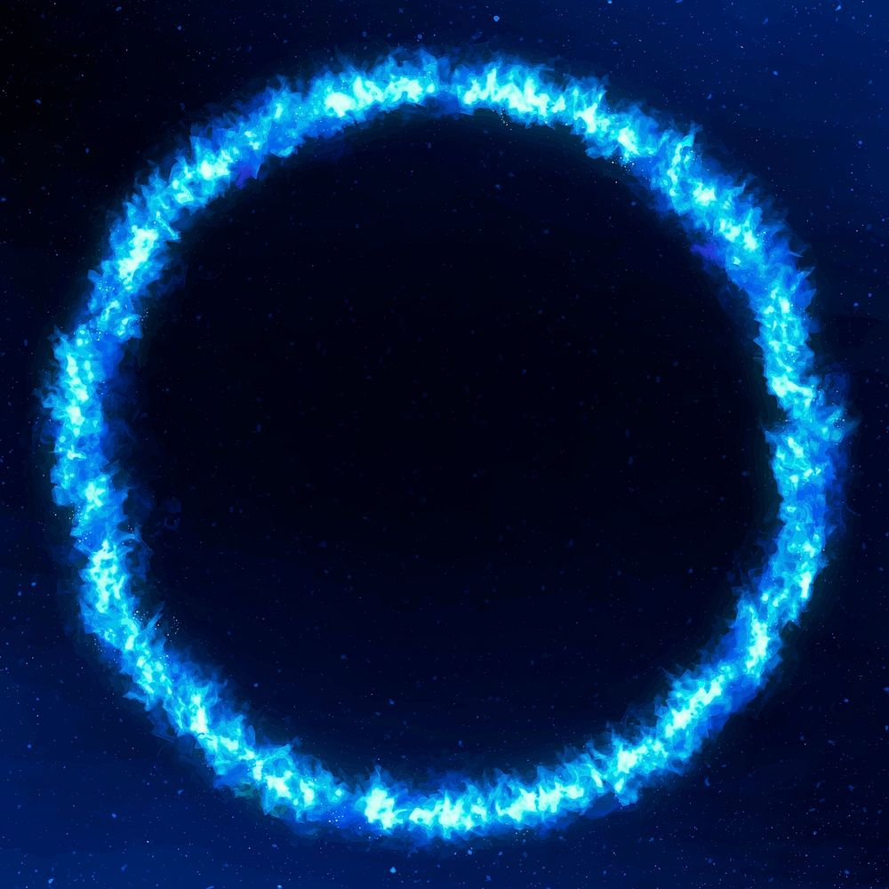 Dramatic blue circle fire vector frame