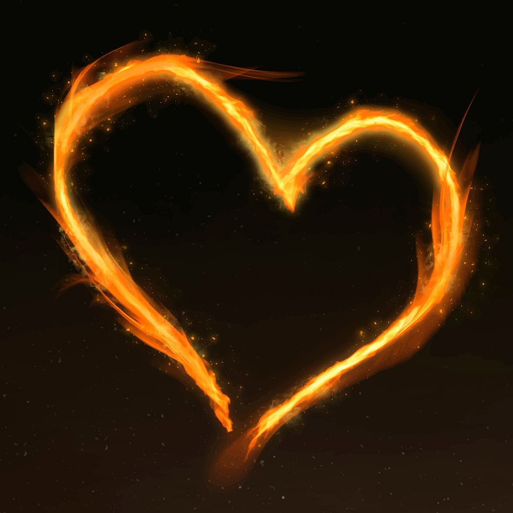 Orange heart fire frame vector