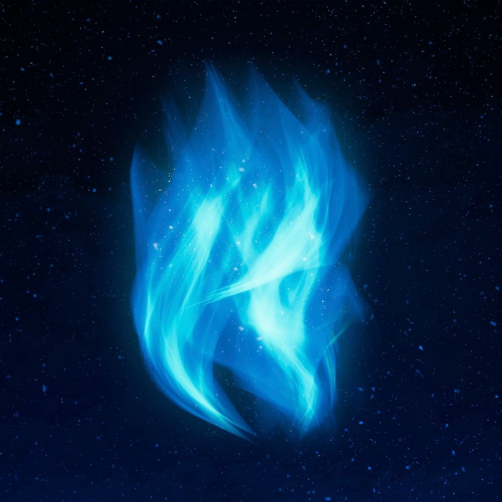 Retro blue fire flame graphic