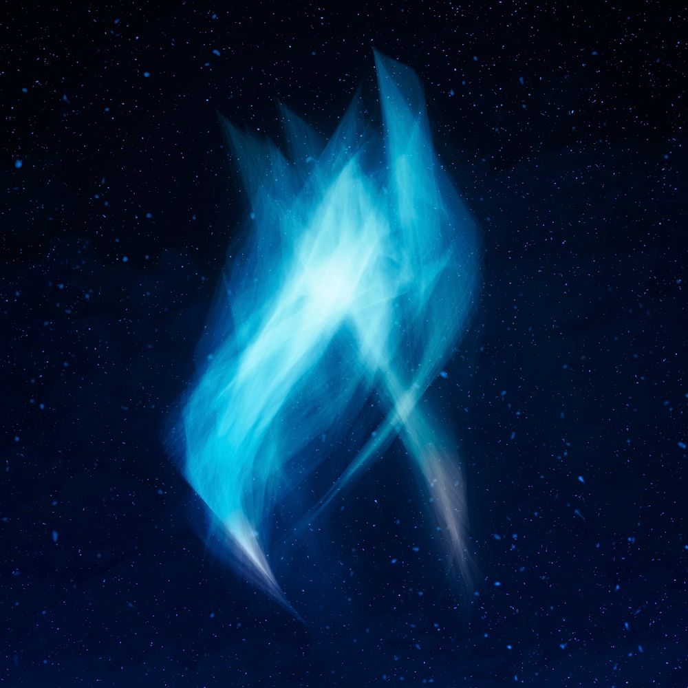 Dramatic blue fire flame graphic