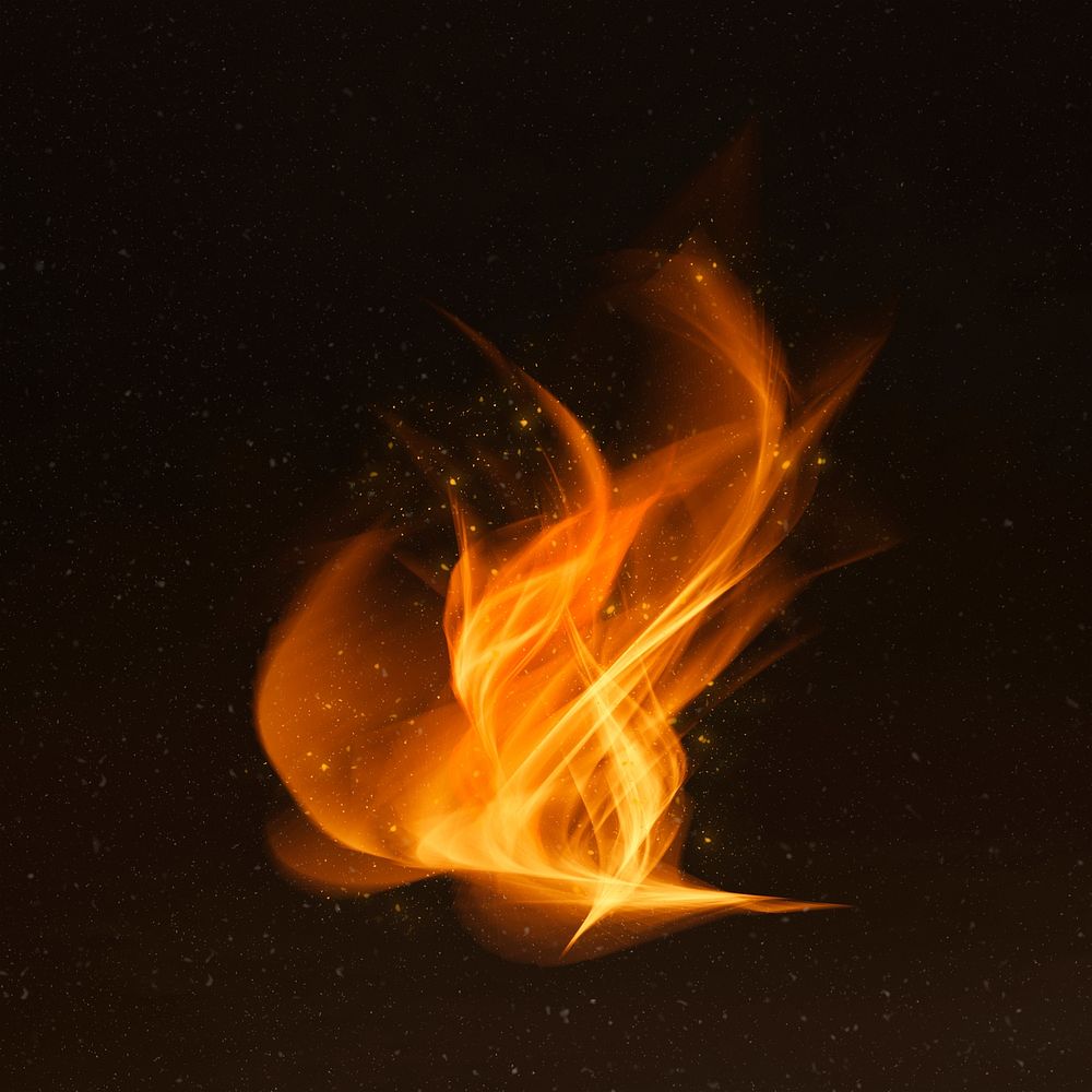 Retro orange fire flame graphic element 