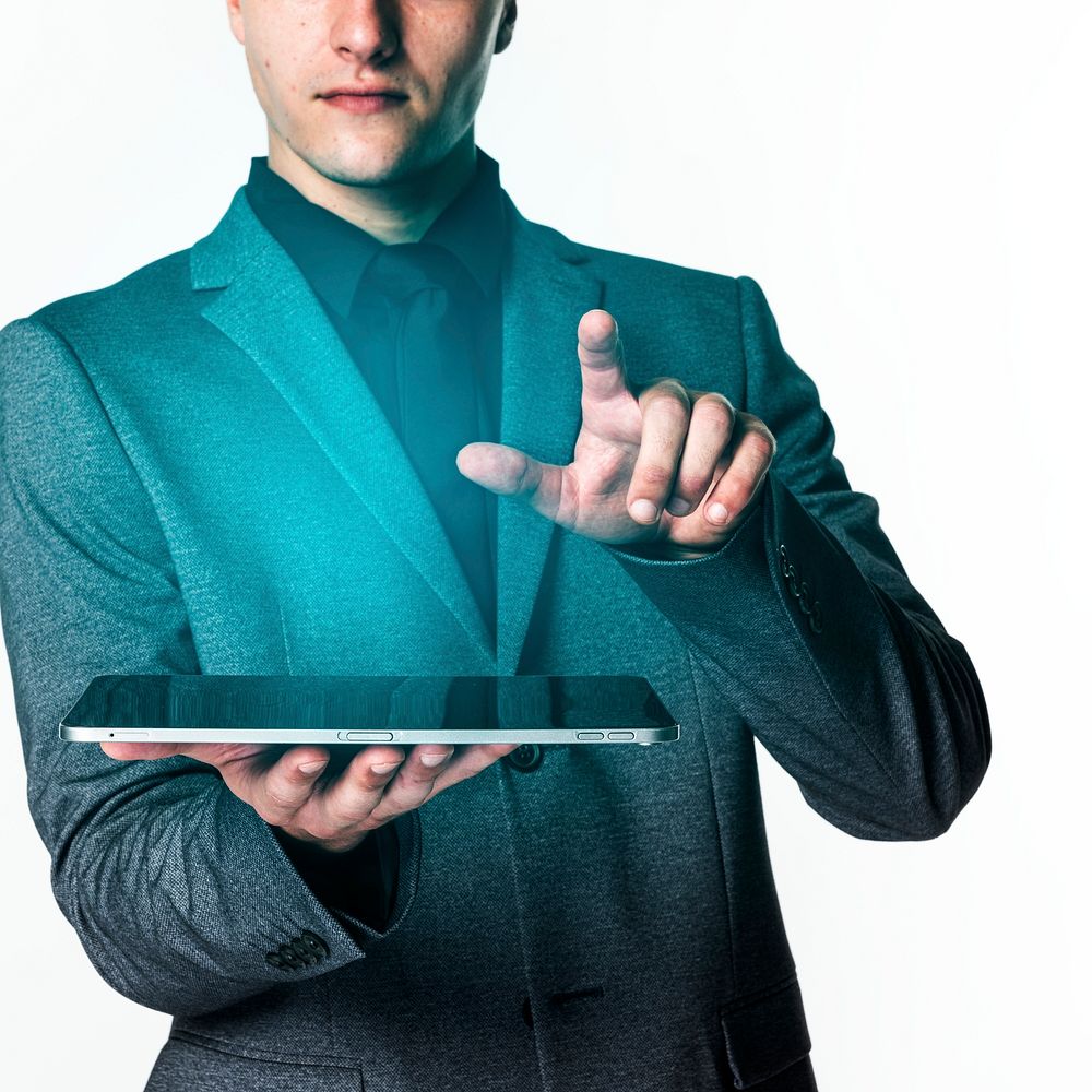 Businessman using digital tablet future technology