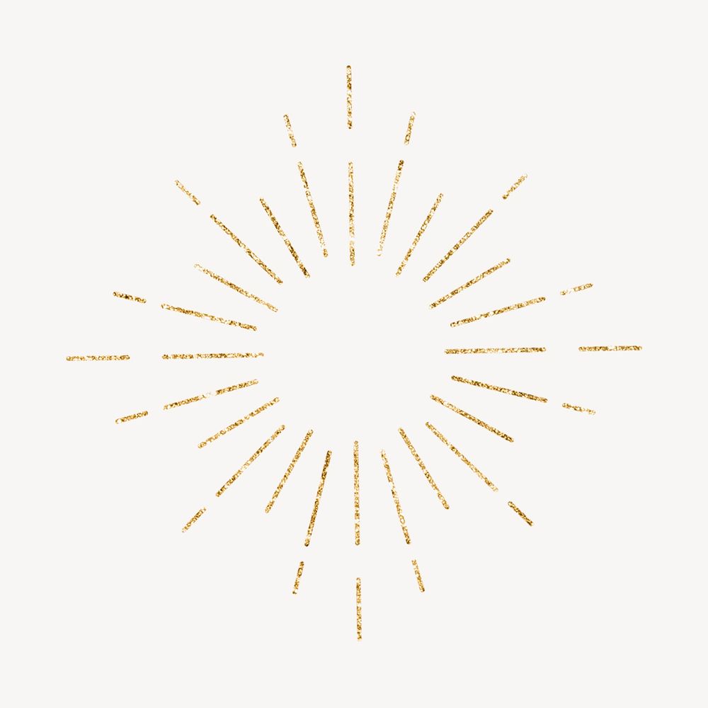 Gold fireworks, aesthetic sunburst effect psd