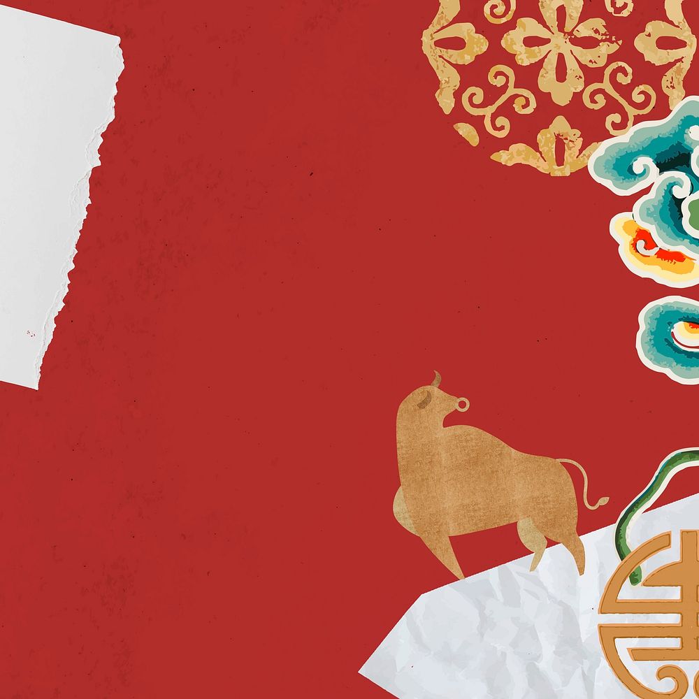 Year of ox red border Chinese oriental background