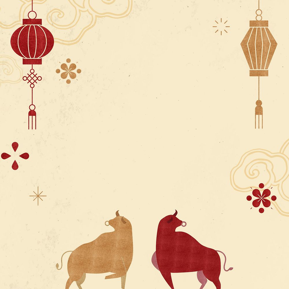 Lunar New Year yellow frame ox background