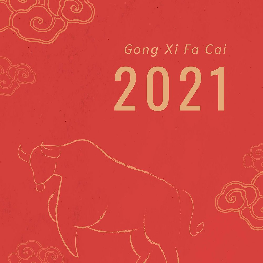 Chinese New Year vector template greeting 2021 social media post