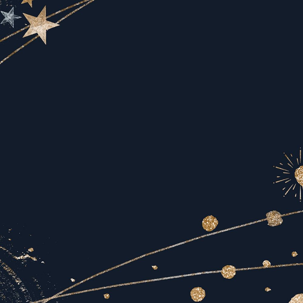 Glittery gold star background vector celebration blue wallpaper