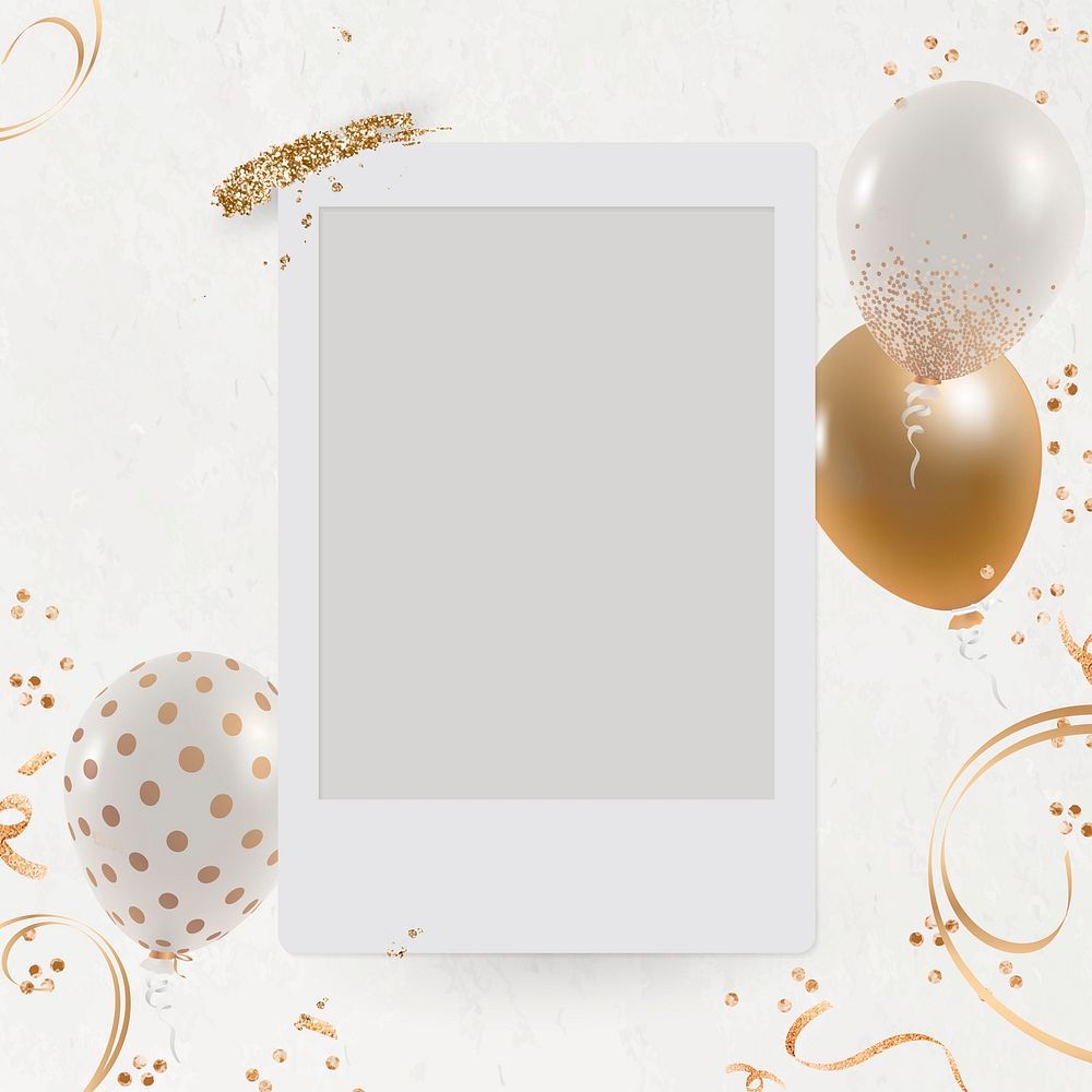 White instant picture frame festive balloon background
