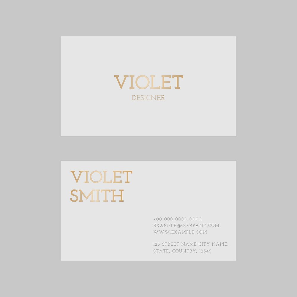 Luxury business card template vector in gold tone with front and rear view