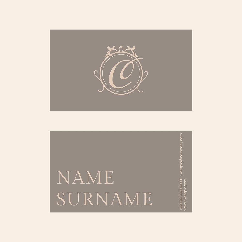 Luxury business card template vector in gold and gray tone with front and rear view flatlay