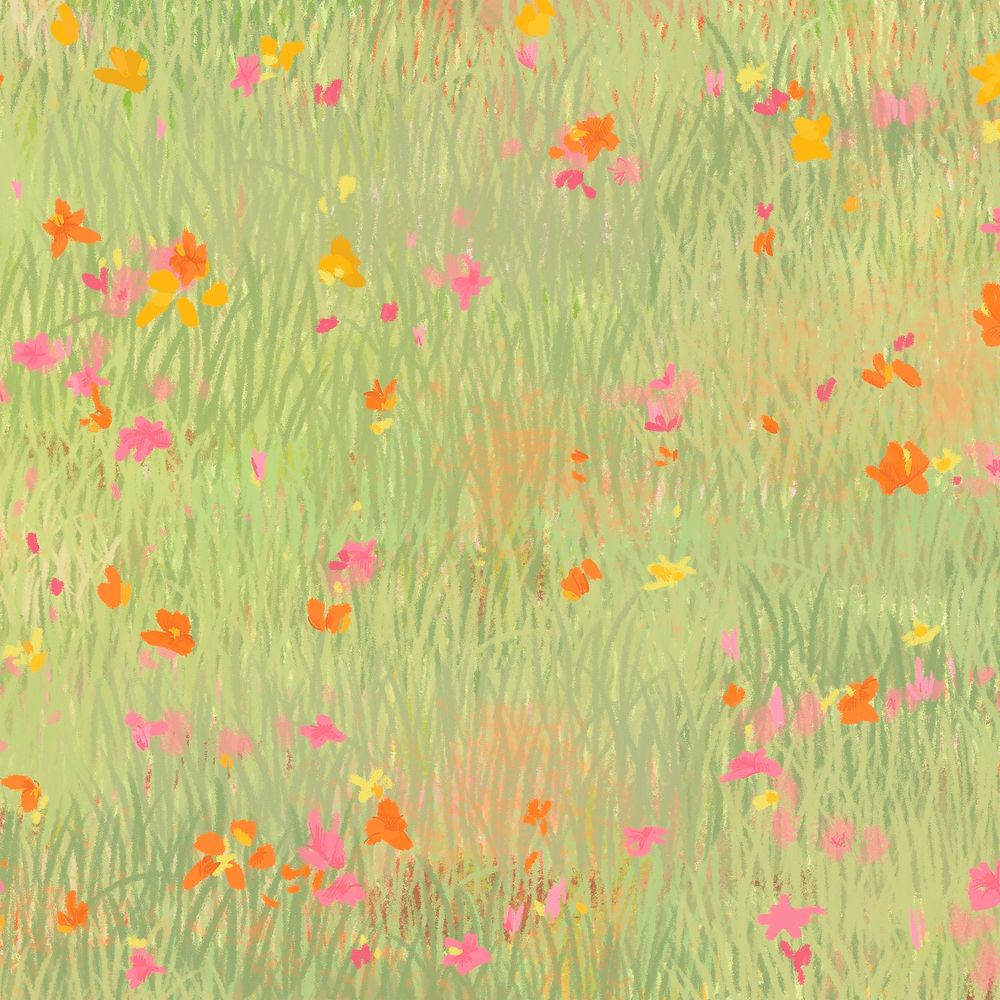 Poppy field sketch background bird eye view instagram post