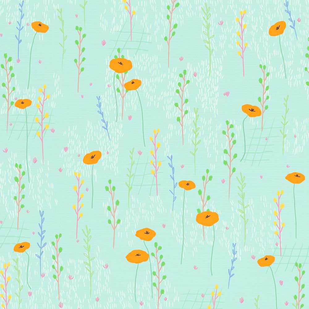 Bright poppy pattern background social media post