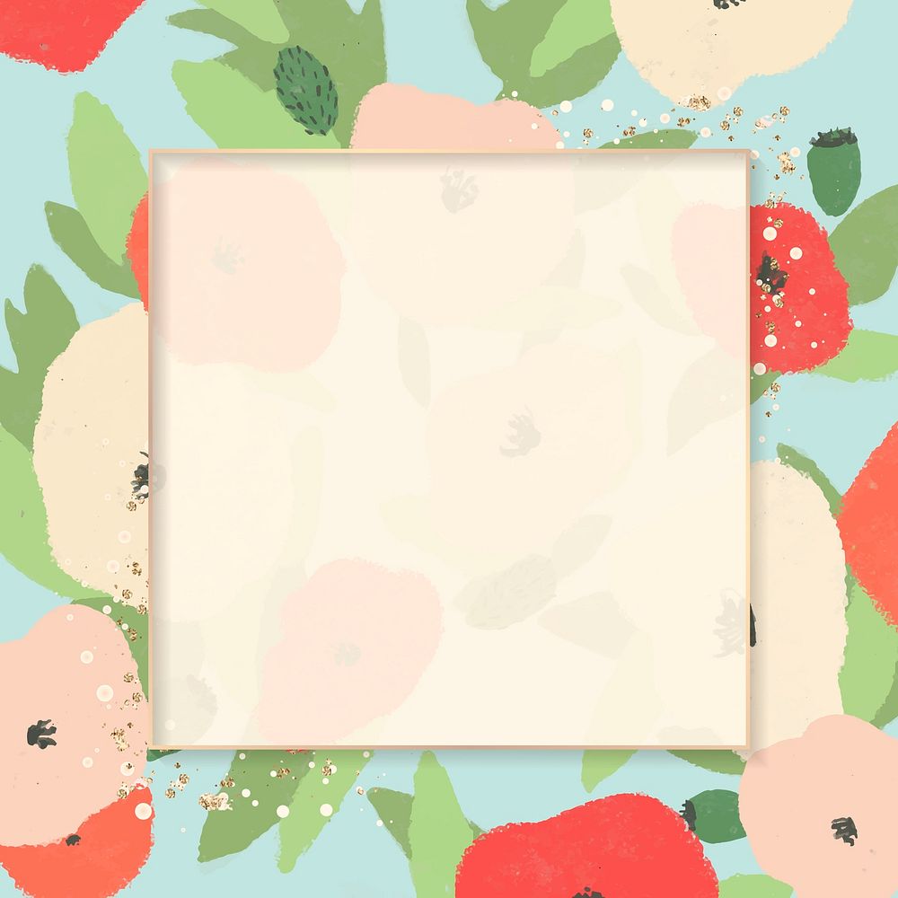 Frame with a poppy flower sketch