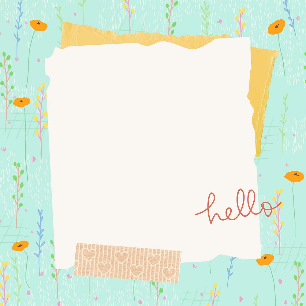 Summer flower field psd frame paper texture