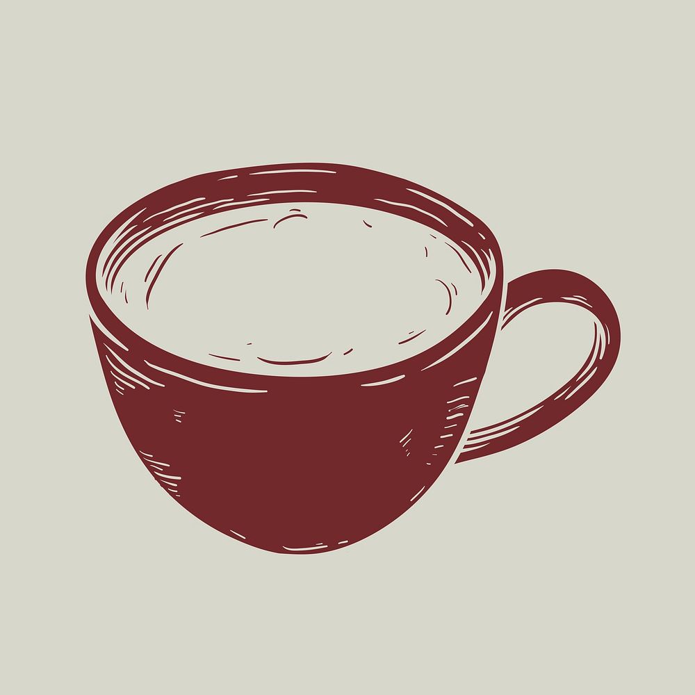 Coffee cup logo in muted red tone business corporate identity illustration