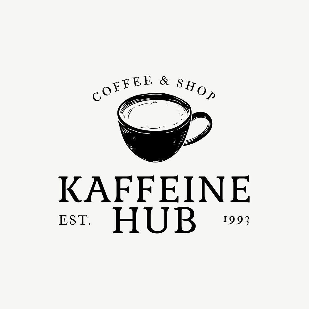 Coffee shop logo vector business corporate identity with text and coffee cup