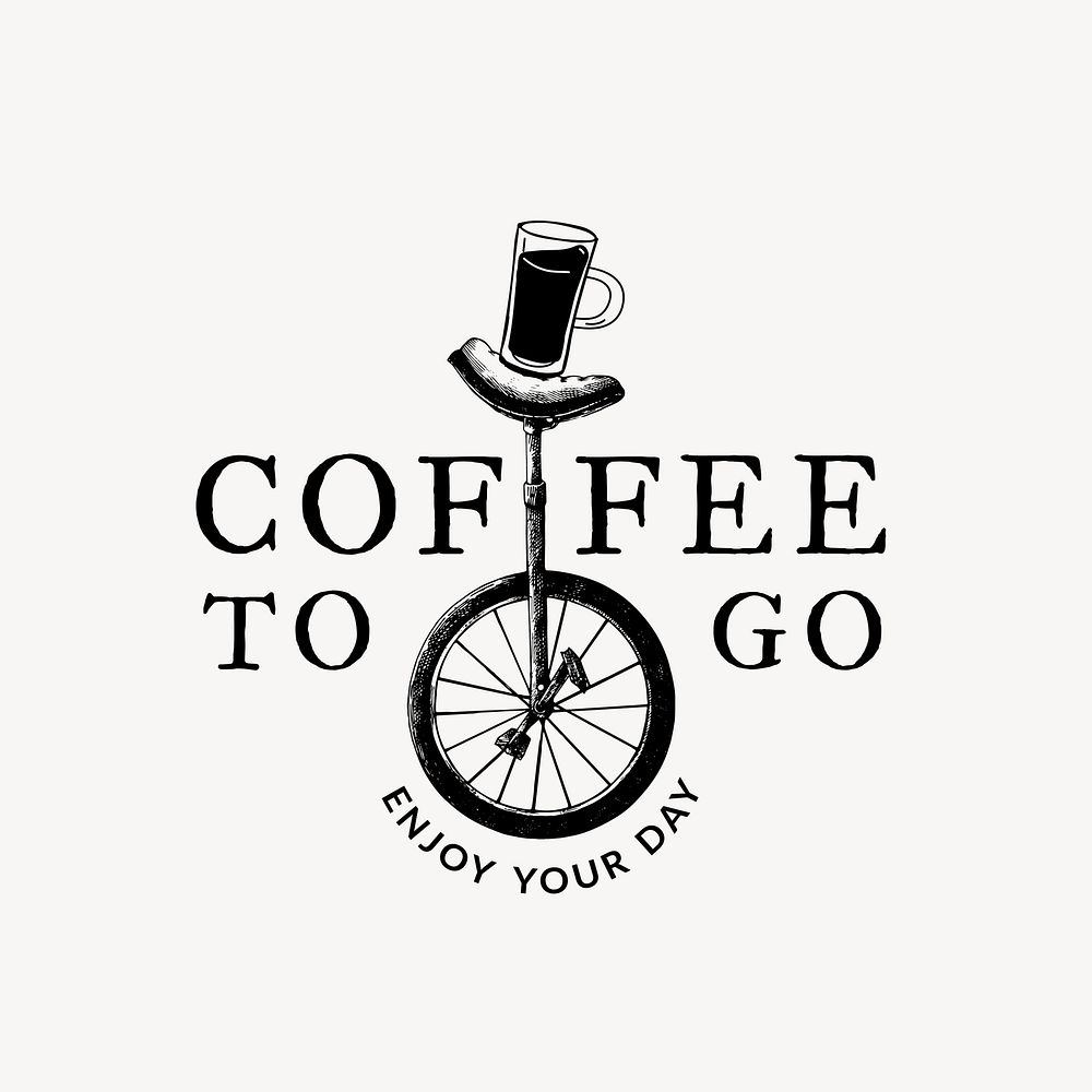 Coffee shop logo business corporate identity with text and monocycle illustration