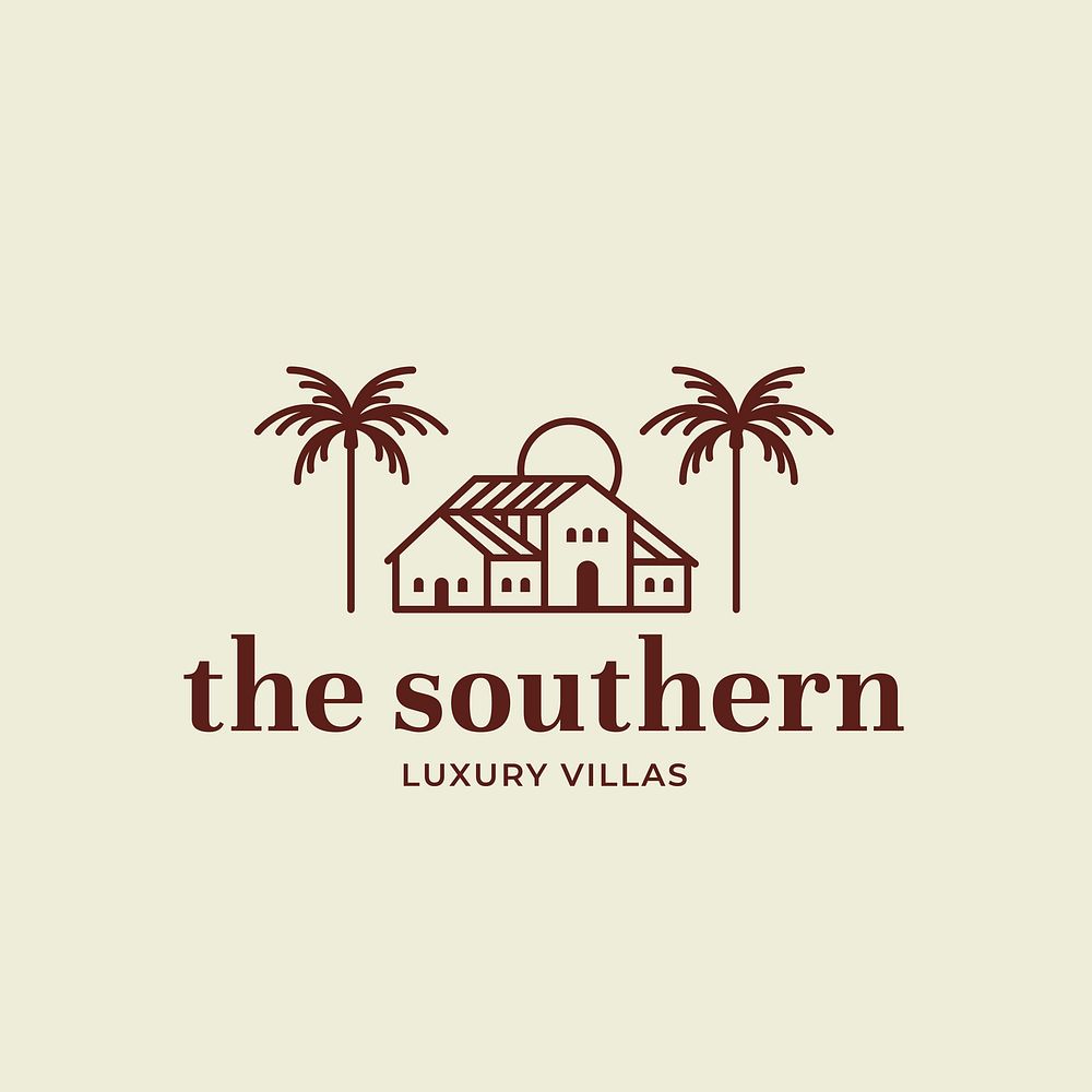 Hotel logo business corporate identity illustration with the southern luxury villas text