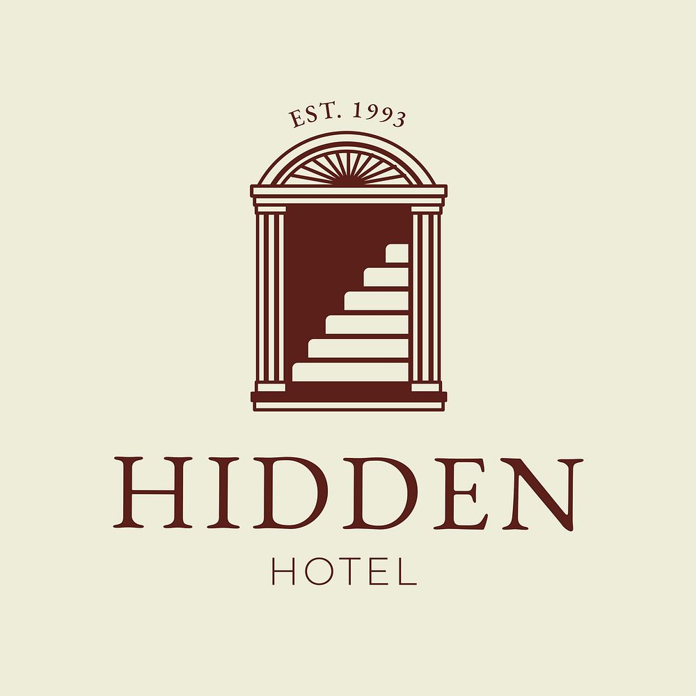 Editable hotel logo psd business corporate identity with hidden hotel text