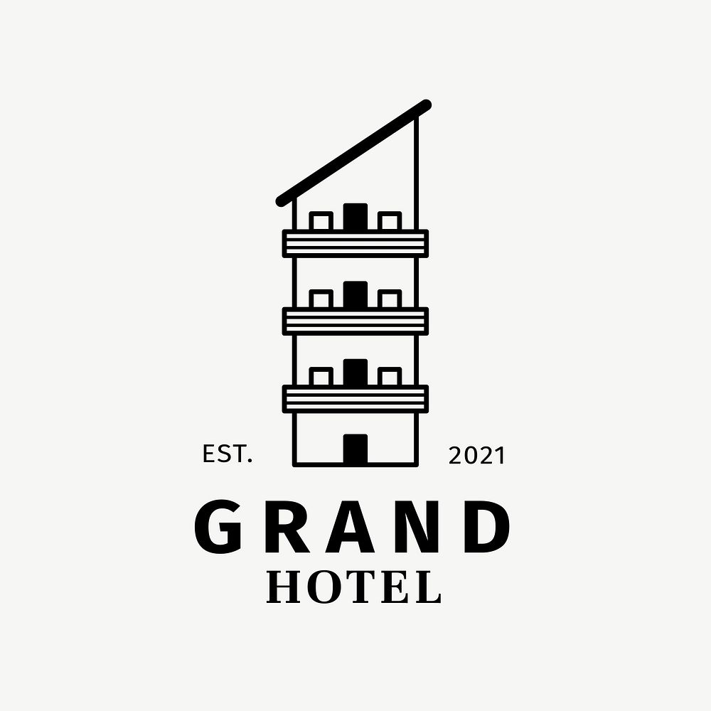 Editable hotel logo vector business corporate identity with grand hotel text