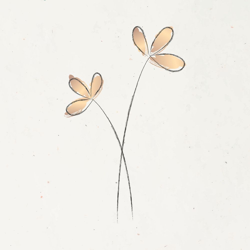Hand drawn doodle flower psd on beige background