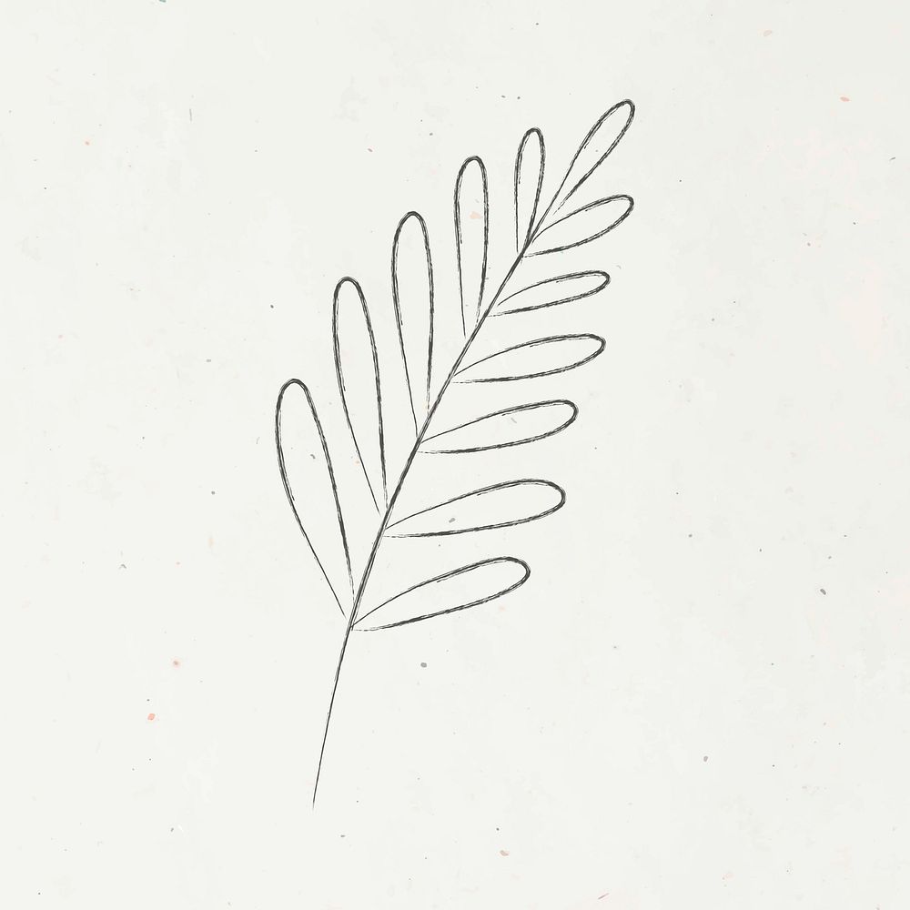 Minimal doodle leaf vector on beige background