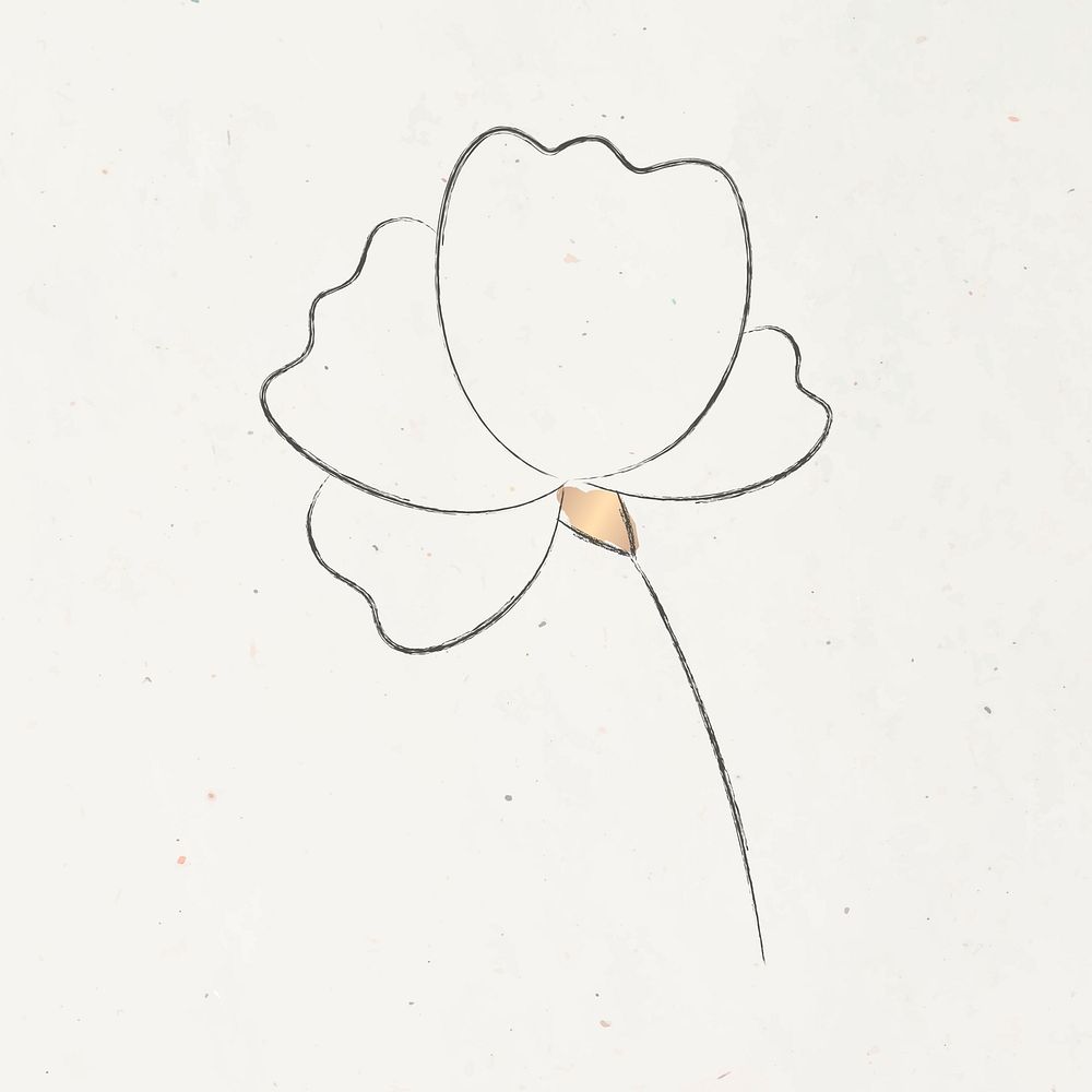 Aesthetic doodle flower on beige background