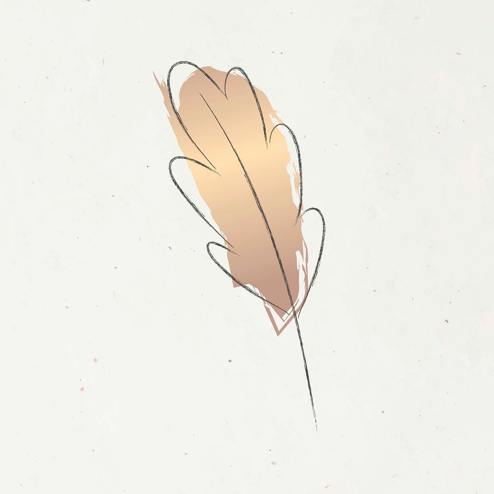 Minimal doodle leaf vector on beige background