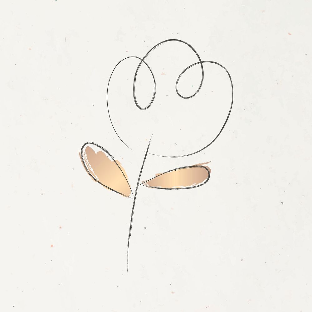 Minimal doodle flower on beige background 