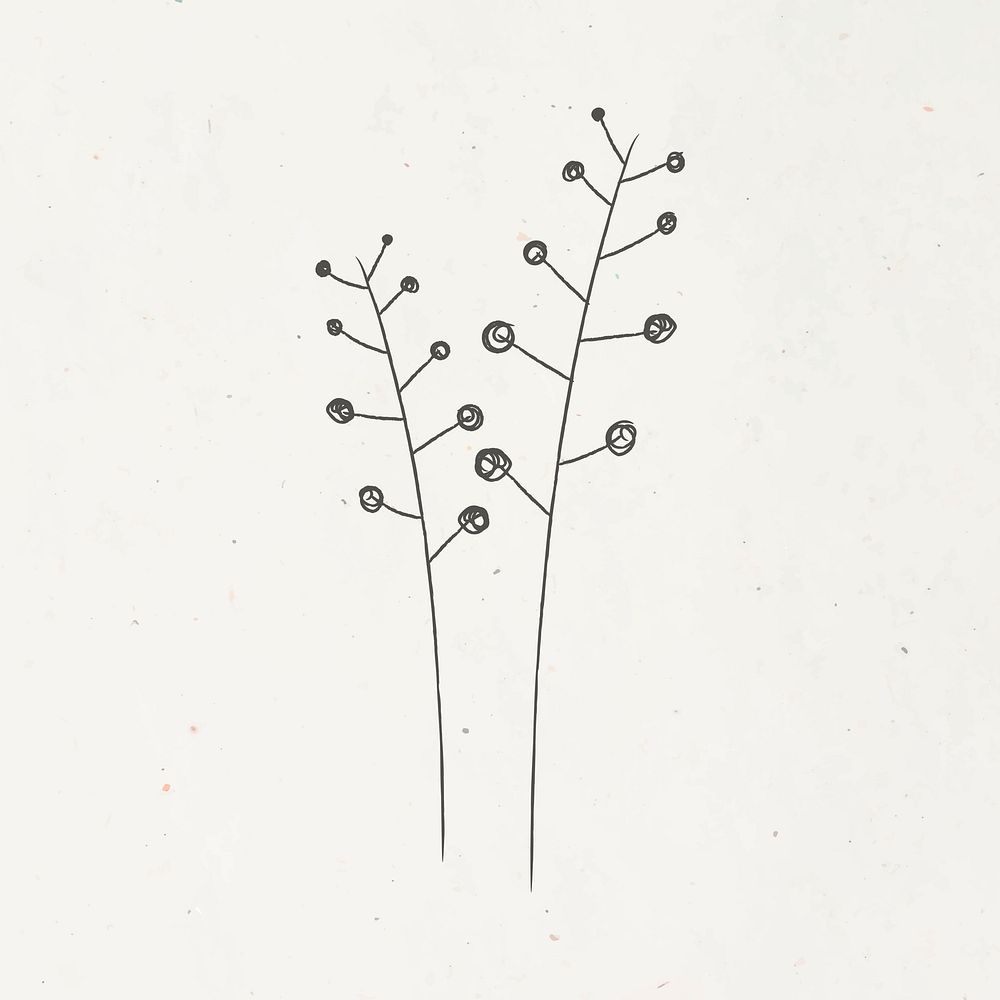 Minimal doodle wildflower on beige background