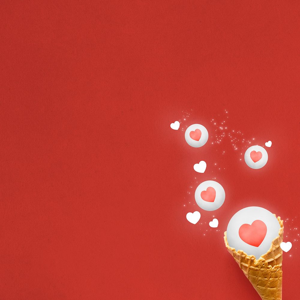 Cute love border social media reaction in ice-cream cone