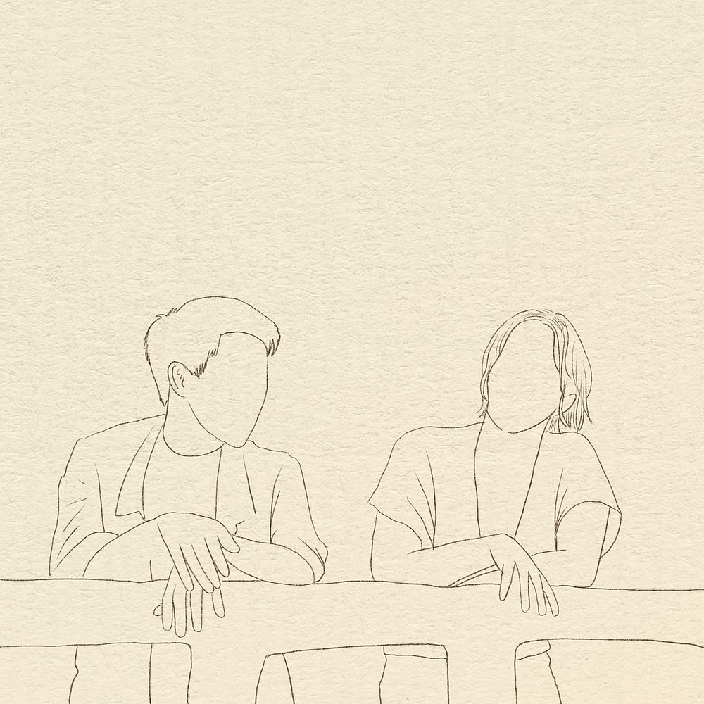 Couple background falling in love simple line drawing