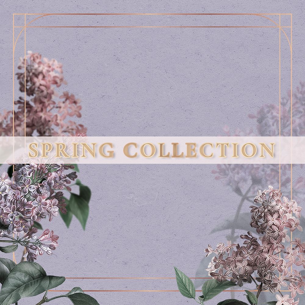 Spring collection text on floral background
