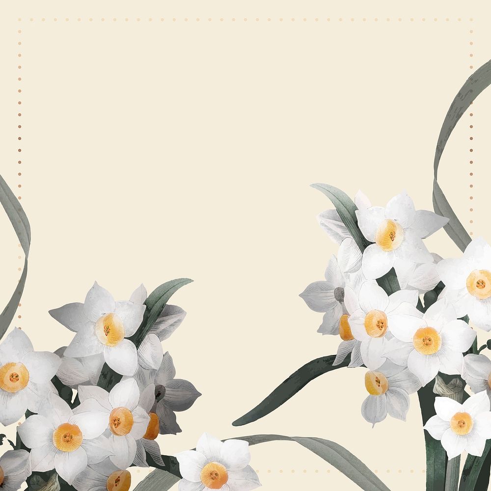 Wedding frame vector with daffodil border