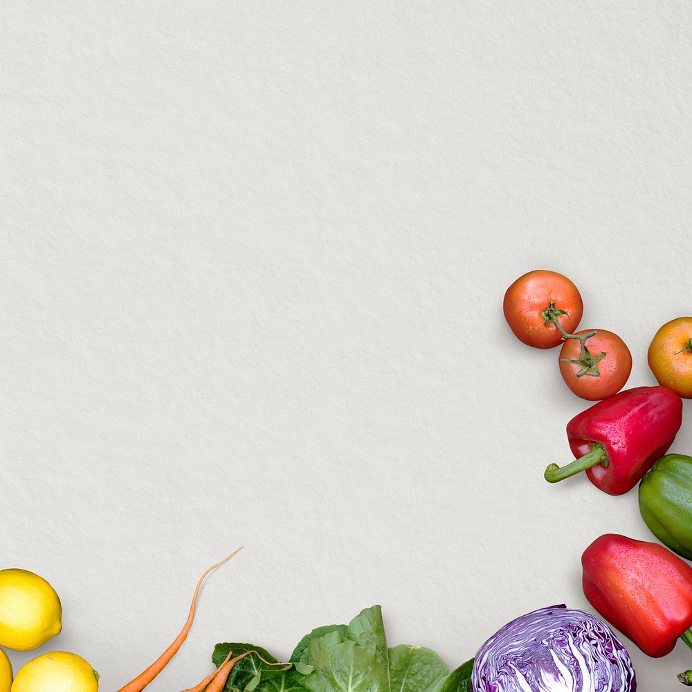 Vegetables border gray background for health and wellness campaign