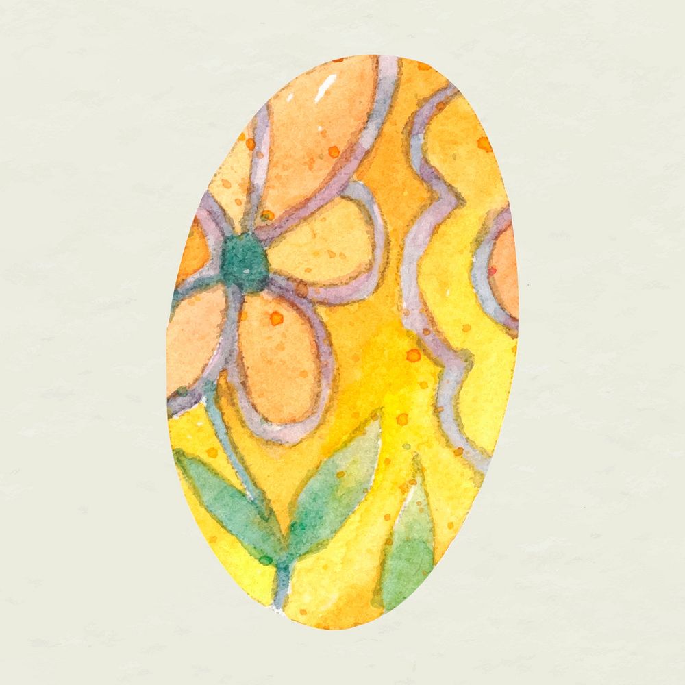 Floral Easter egg vector design element cute watercolor illustration