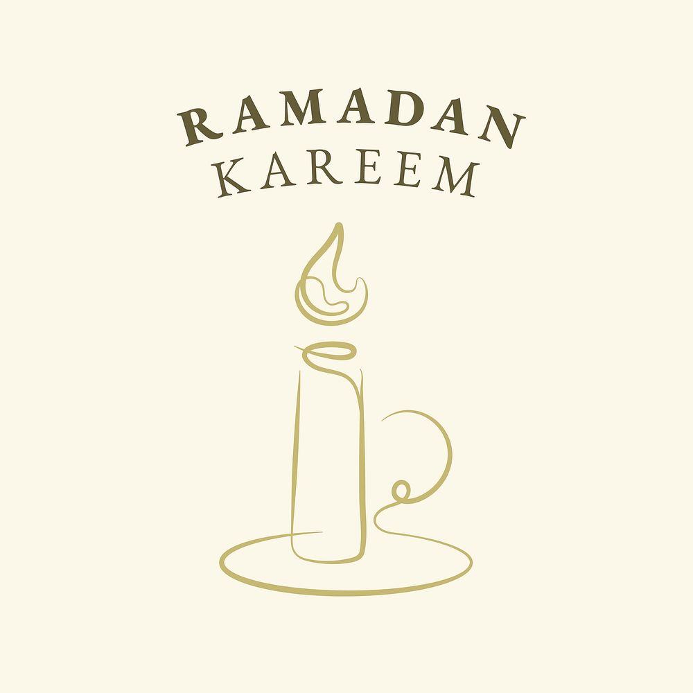 Ramadan candle logo illustration in doodle style