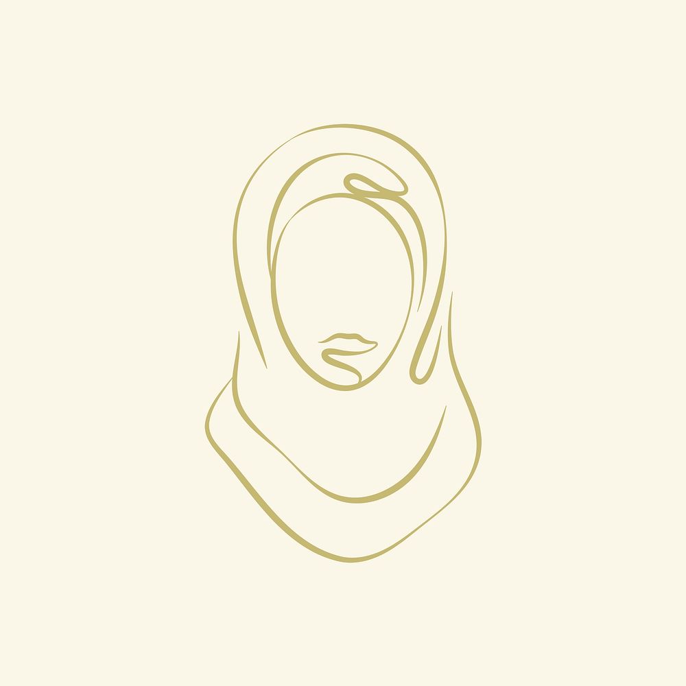 Muslim woman icon psd in doodle style