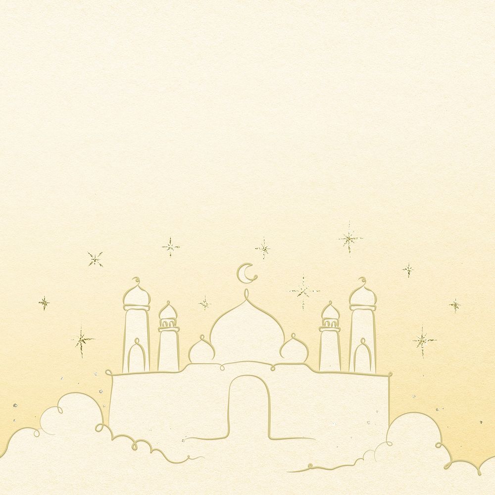 Yellow background with Islamic architecture