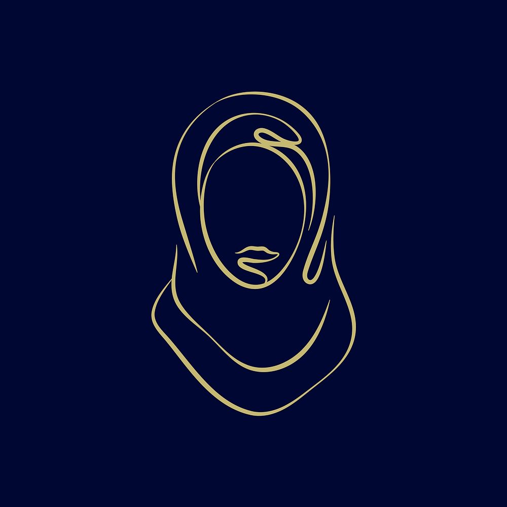Muslim woman icon in doodle style