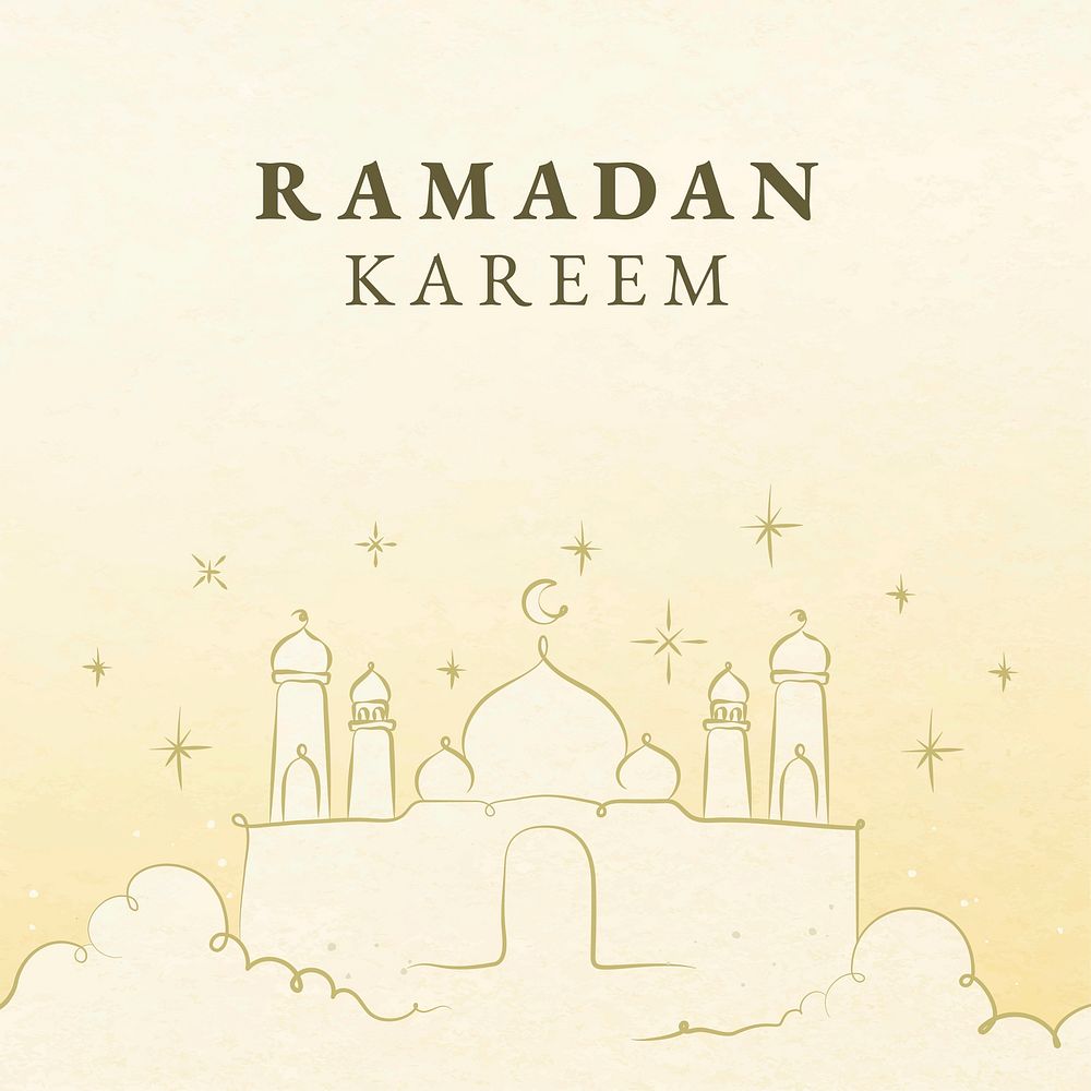 Editable ramadan template vector for social media post with  islamic architecture 