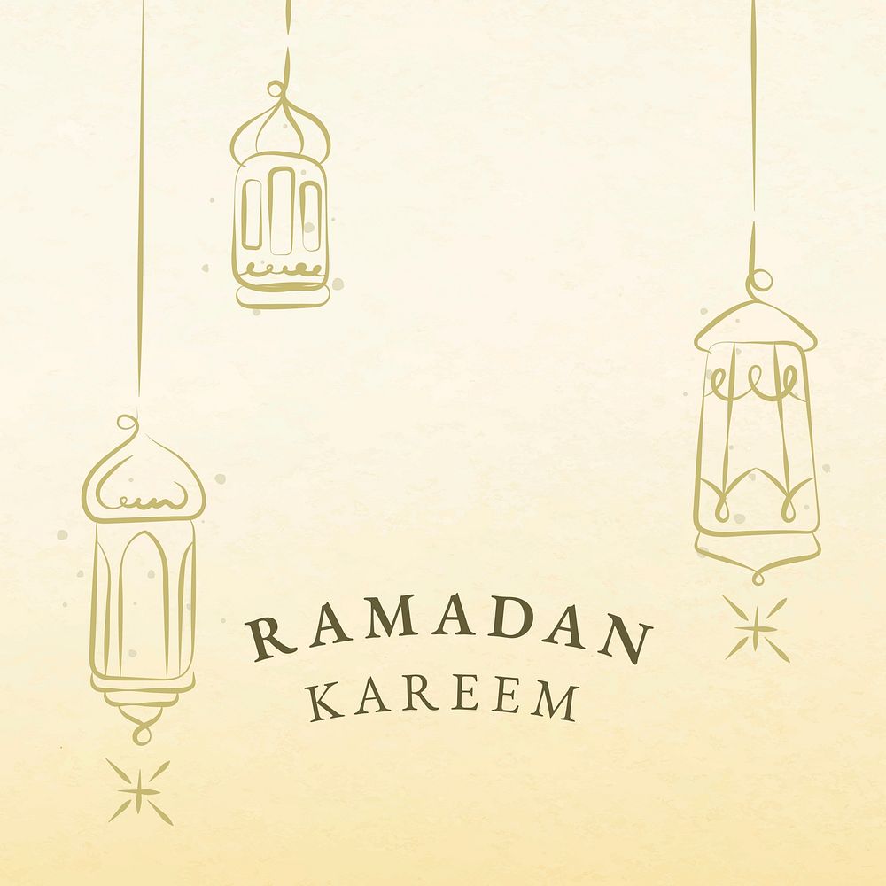Ramadan social media template vector with lanterns